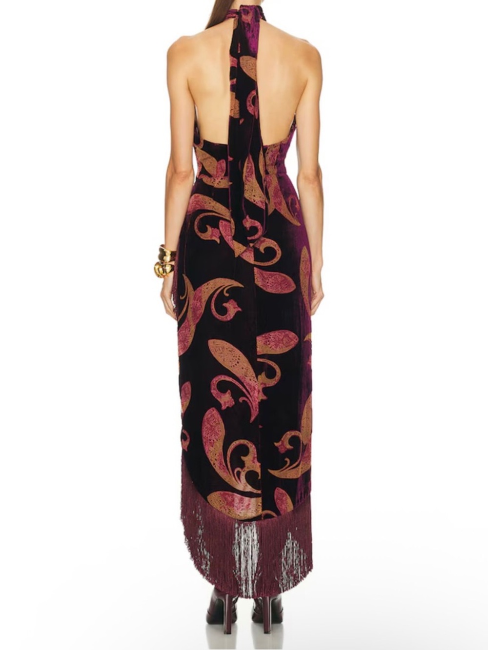 Retrofête Iridessa Velvet Fringe Hem Dress size M_NWT - Picture 6 of 11